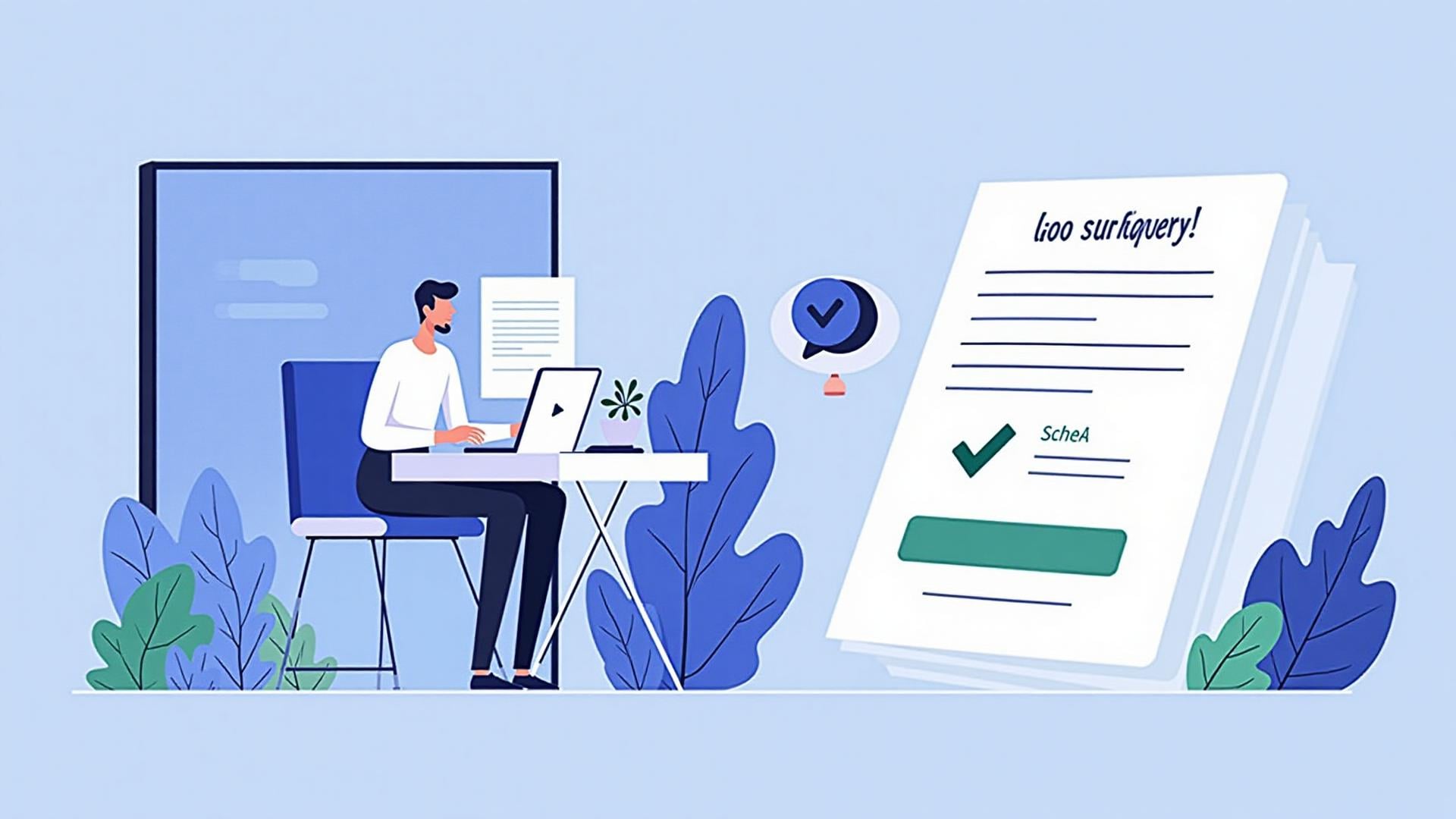 Automated job application illustration showing forms being completed automatically